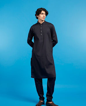 Diwas Men Blue Cotton Majestic Kurta Jacket Set