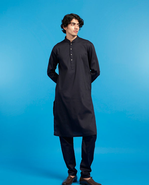 Diwas Men Blue Cotton Majestic Kurta Jacket Set