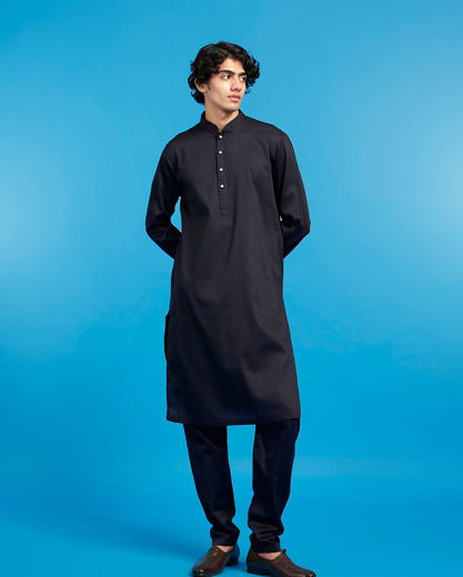 Diwas Men Blue Cotton Majestic Kurta Jacket Set