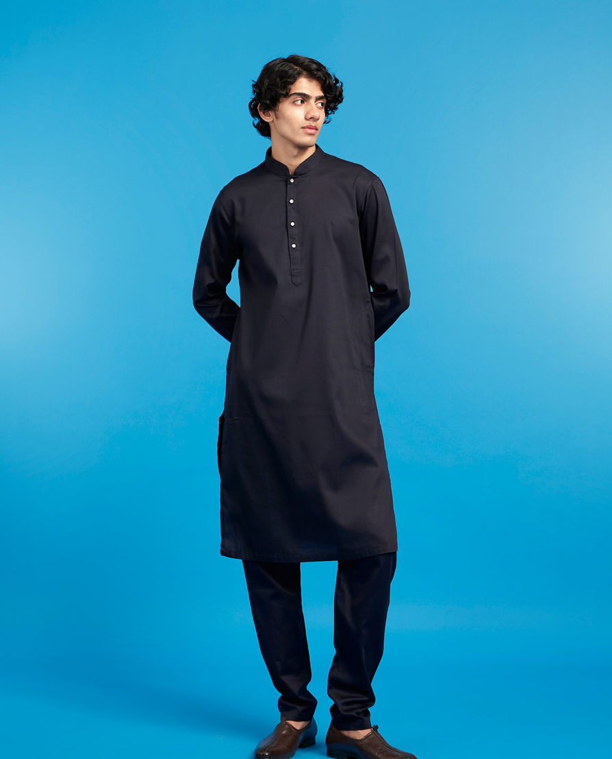 Diwas Men Blue Cotton Majestic Kurta Jacket Set