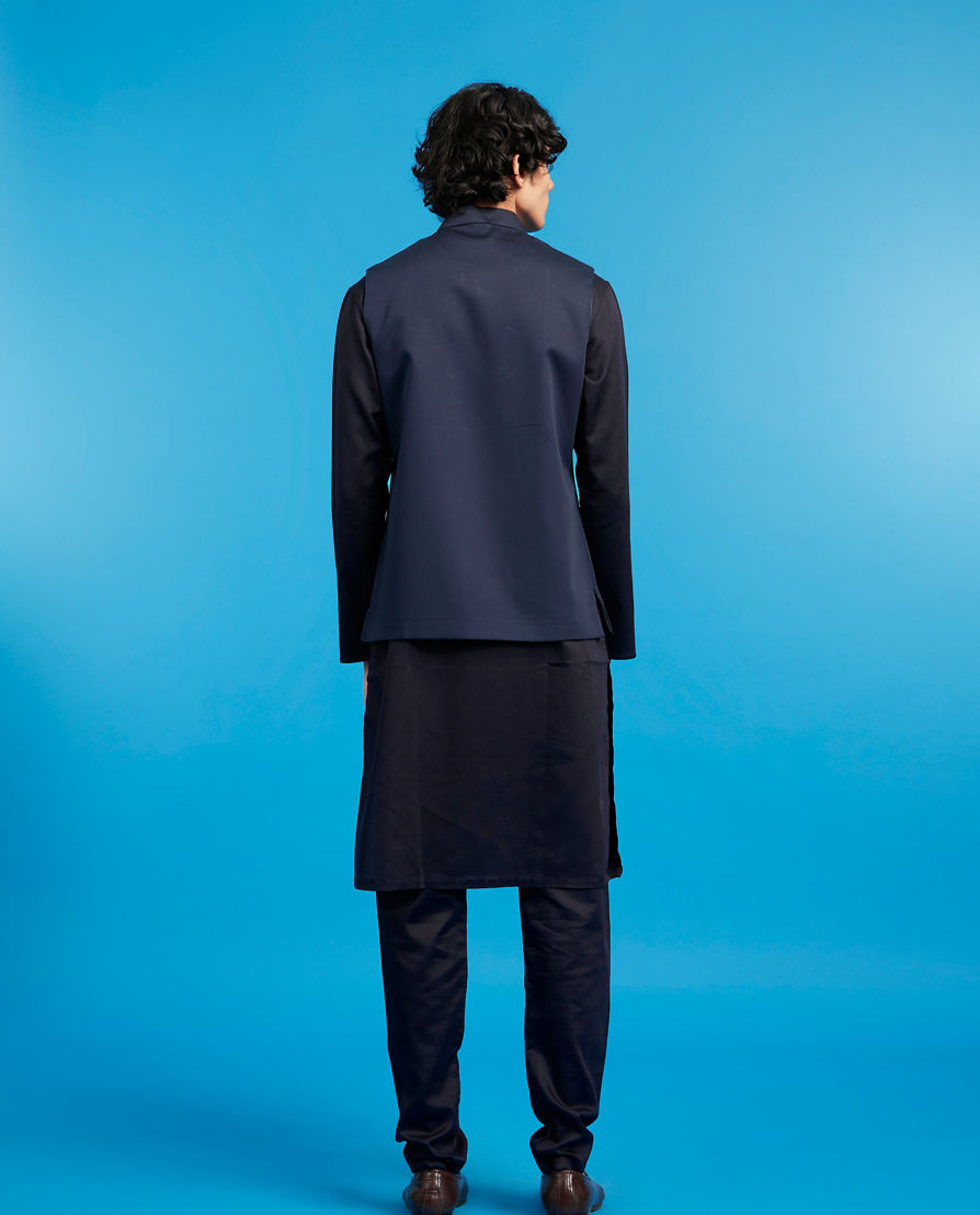 Diwas Men Blue Cotton Majestic Kurta Jacket Set