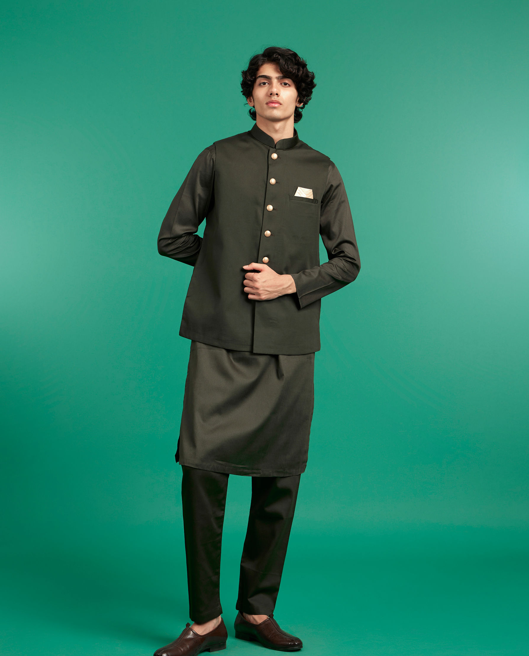 Diwas Men Emerald Elegance Kurta Jacket Set