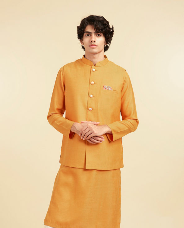 Diwas Men Radiant Mustard Kurta Jacket Set