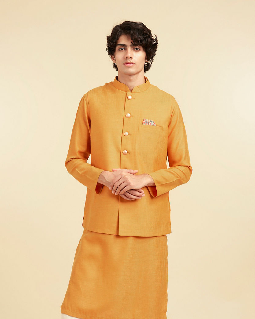 Diwas Men Radiant Mustard Kurta Jacket Set