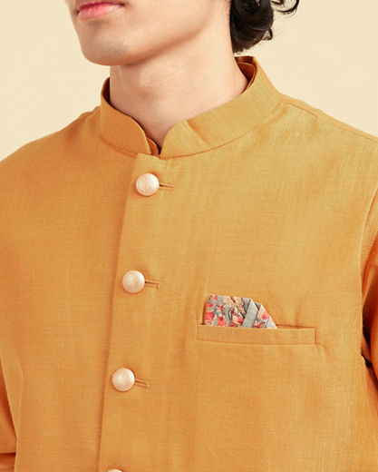 Diwas Men Radiant Mustard Kurta Jacket Set