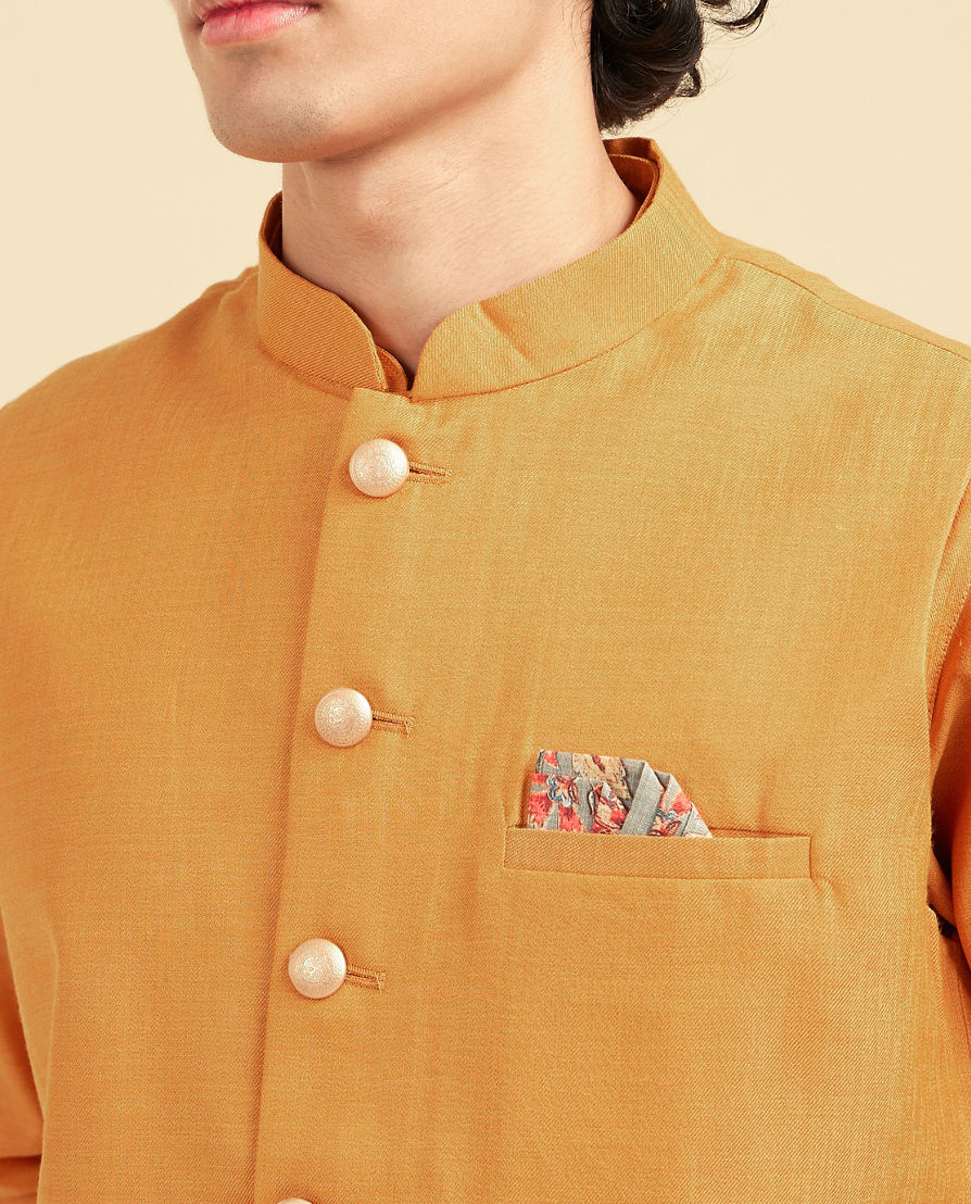 Diwas Men Radiant Mustard Kurta Jacket Set