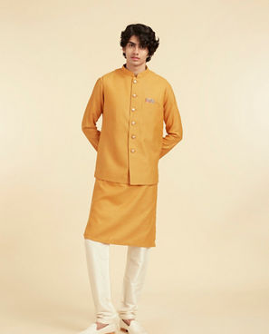 Diwas Men Radiant Mustard Kurta Jacket Set