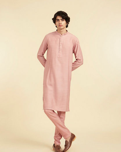Diwas Men Dusty Pink Kurta Jacket Set