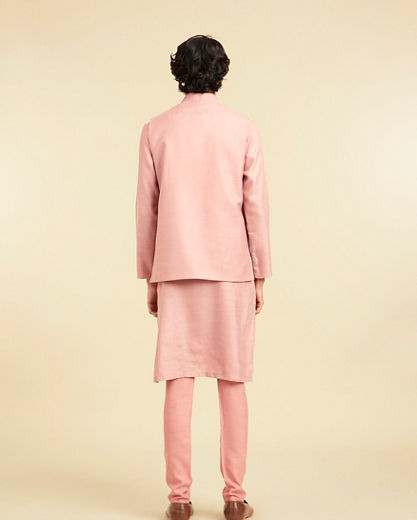 Diwas Men Dusty Pink Kurta Jacket Set