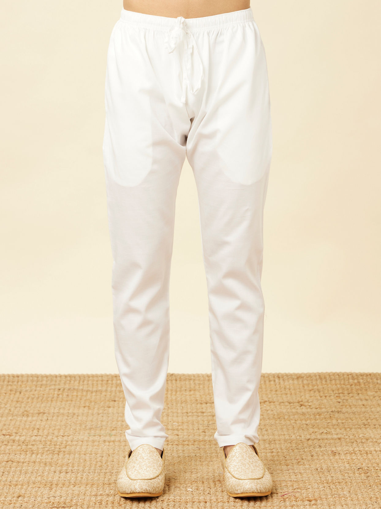 Manyavar Men Pristine White Chevron Patterned Jacket Set