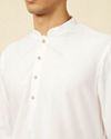 Manyavar Men Pristine White Chevron Patterned Jacket Set