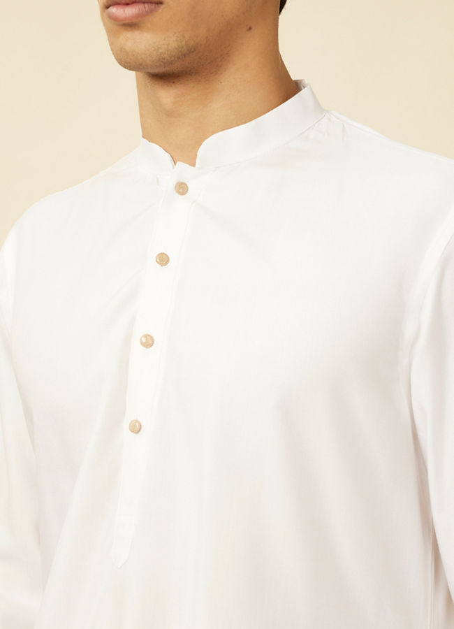 Manyavar Men Pristine White Chevron Patterned Jacket Set