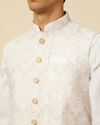 Manyavar Men Pristine White Chevron Patterned Jacket Set