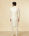 Manyavar Men Warm White Medallion Printed Jacket set