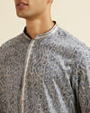 Manyavar Men Dark Grey Chevron Patterned Jacket Set