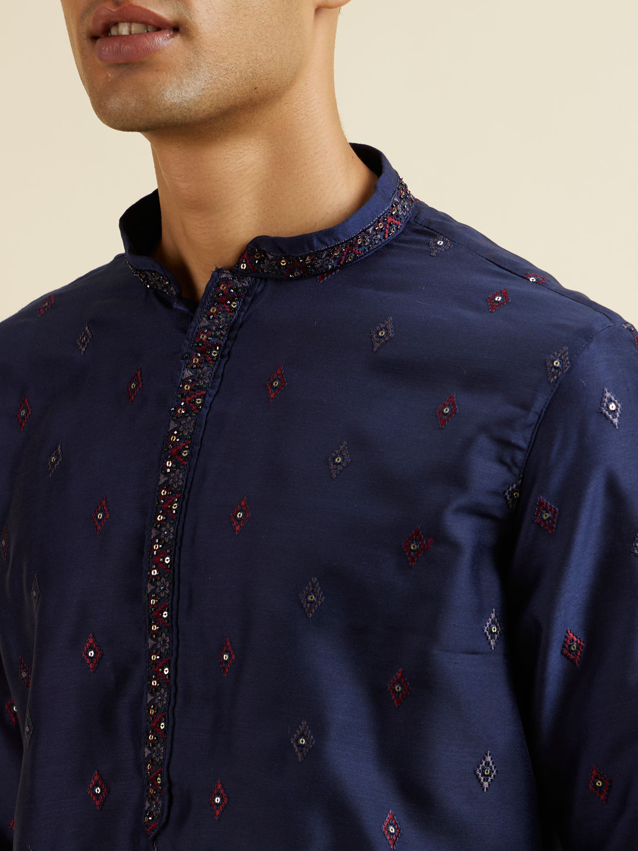 Manyavar Men Blue Entanglement Jacket Set