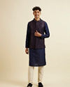 Manyavar Men Blue Entanglement Jacket Set