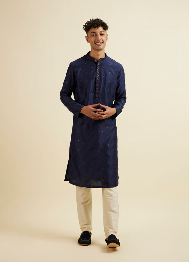 Manyavar Men Blue Entanglement Jacket Set