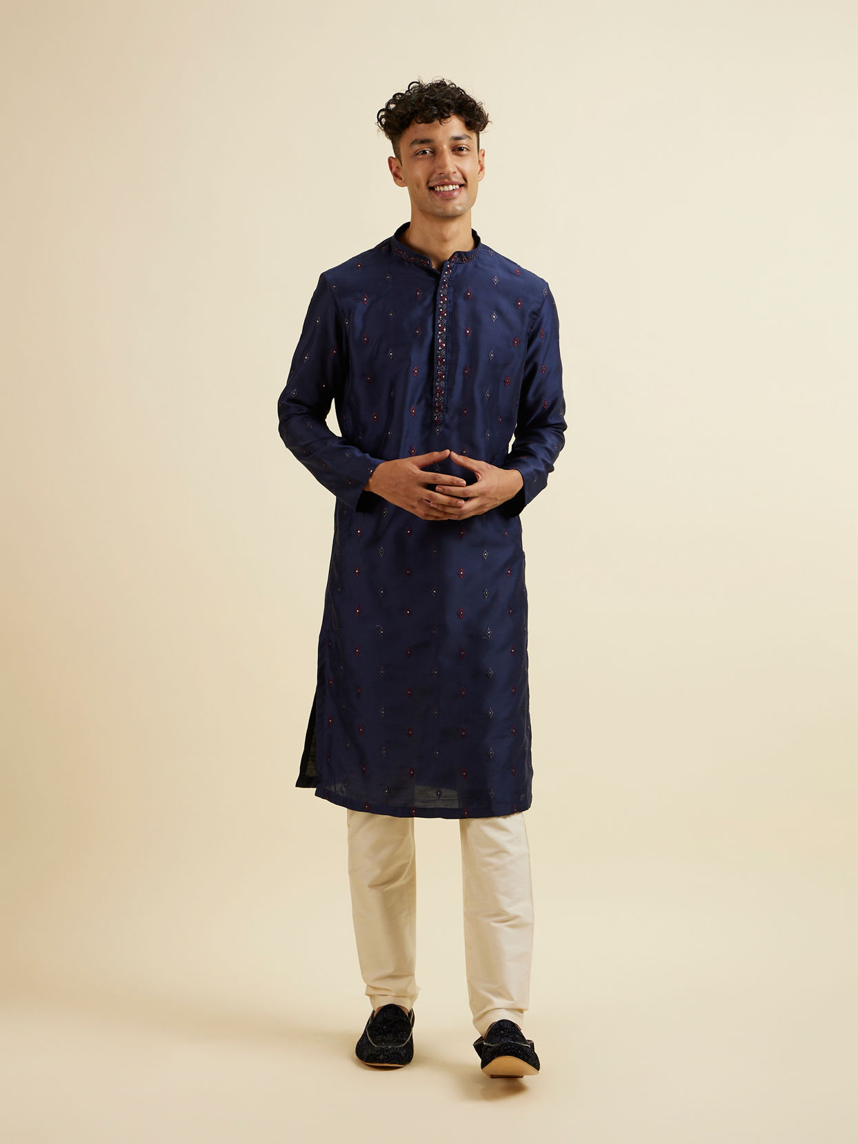 Manyavar Men Blue Entanglement Jacket Set
