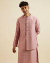 Manyavar Men Dusty Pink Buta Jaal Patterned Jacket Set