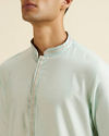 Manyavar Men Aqua Green & Light Grey Harlequin Print Jacket Set
