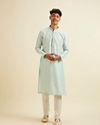 Manyavar Men Aqua Green & Light Grey Harlequin Print Jacket Set