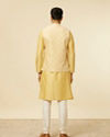 Manyavar Men Yellow Grid Patterned Chowkadi Motif Jacket Set