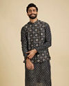 Ebony Black Jacket Set with Chowkadi Motifs
