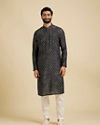 Manyavar Men Ebony Black Jacket Set with Chowkadi Motifs