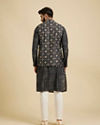 Manyavar Men Ebony Black Jacket Set with Chowkadi Motifs