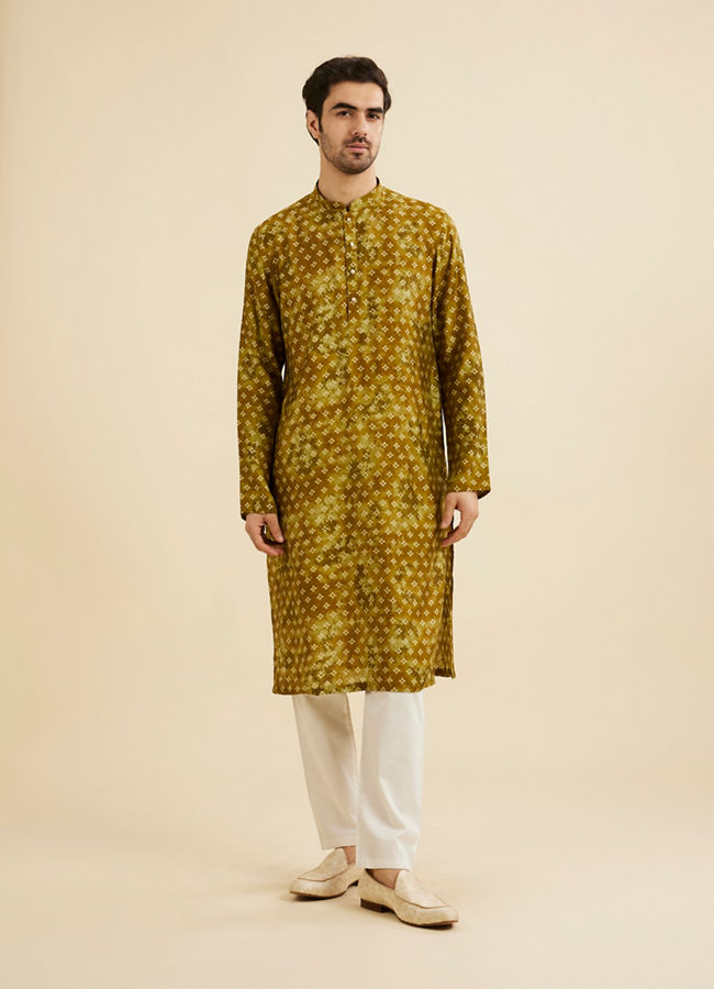 Manyavar Men Mehndi Green Elegance Kurta Jacket Set