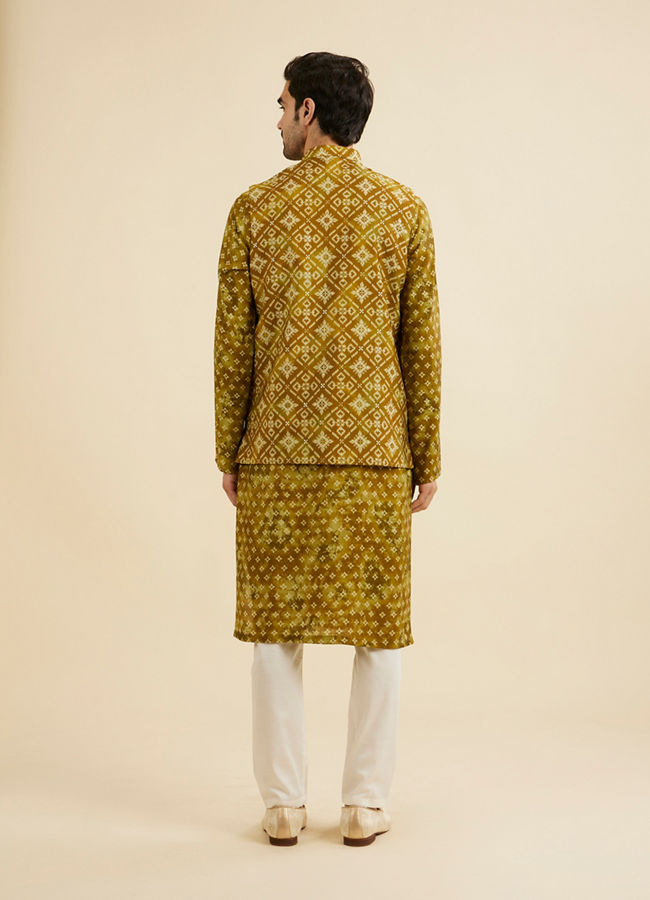 Manyavar Men Mehndi Green Elegance Kurta Jacket Set