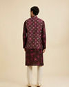 Manyavar Men Dark Wine Jacket Set with Chowkadi Motifs