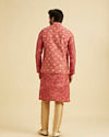 Manyavar Men Coral Pink Elegance Kurta Jacket Set