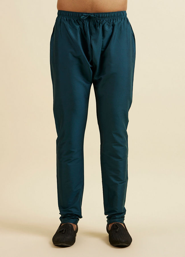 Manyavar Men Dark Blue & Teal Blue Sequined Jacket Set