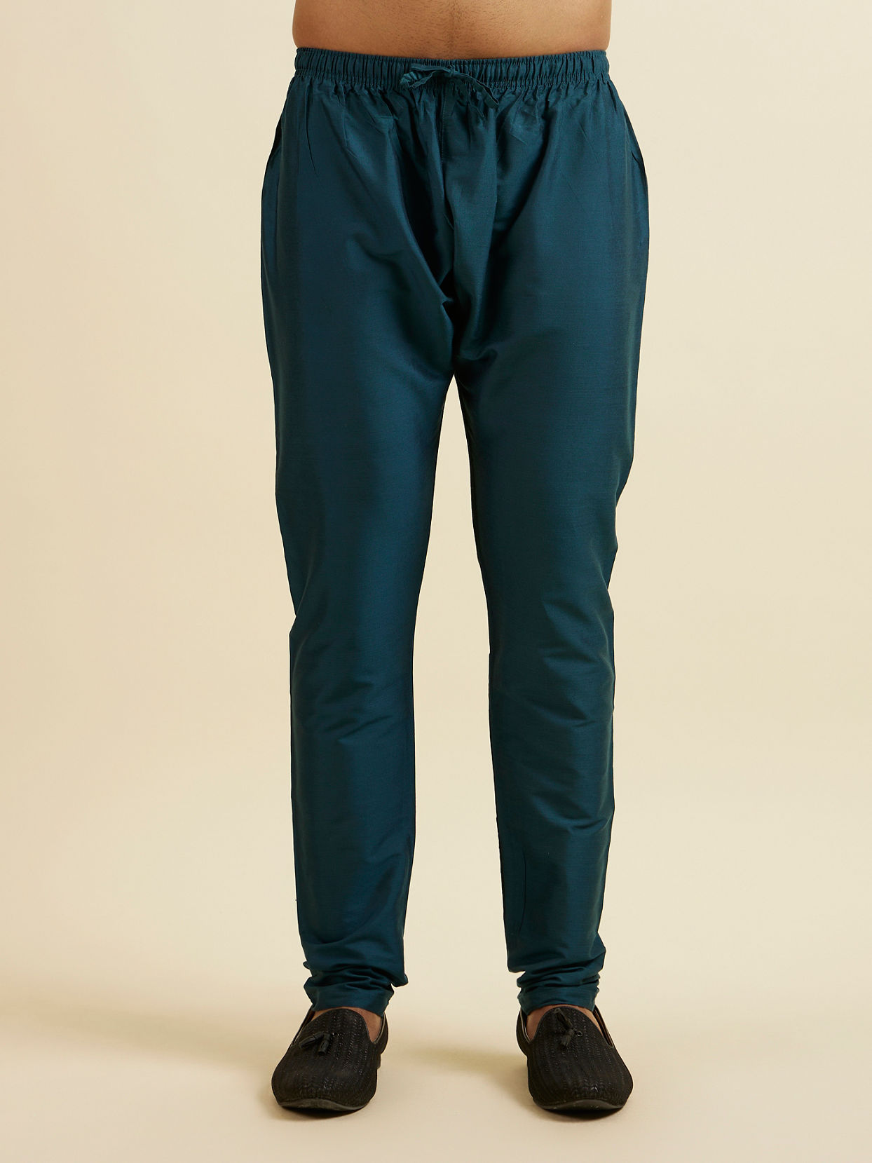 Manyavar Men Dark Blue & Teal Blue Sequined Jacket Set