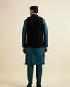 Manyavar Men Dark Blue & Teal Blue Sequined Jacket Set
