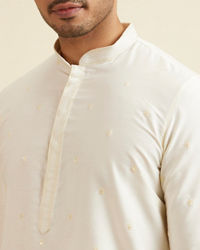 Manyavar Men Bright Cream Mirror Embellished Jacket Set