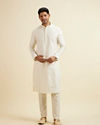 Manyavar Men Bright Cream Mirror Embellished Jacket Set