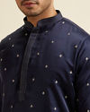 Manyavar Men Dark Blue Buta Patterned Jacket Set