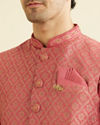 Manyavar Men Dusty Pink Floral Buta Patterned Jacket Set