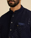Manyavar Men Dark Blue Rapture Kurta Jacket Set