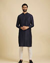 Manyavar Men Dark Blue Rapture Kurta Jacket Set image number 2