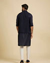 Manyavar Men Dark Blue Rapture Kurta Jacket Set image number 5