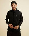 alt message - Manyavar Men Black Mirror Embellished Jacket Set image number 0