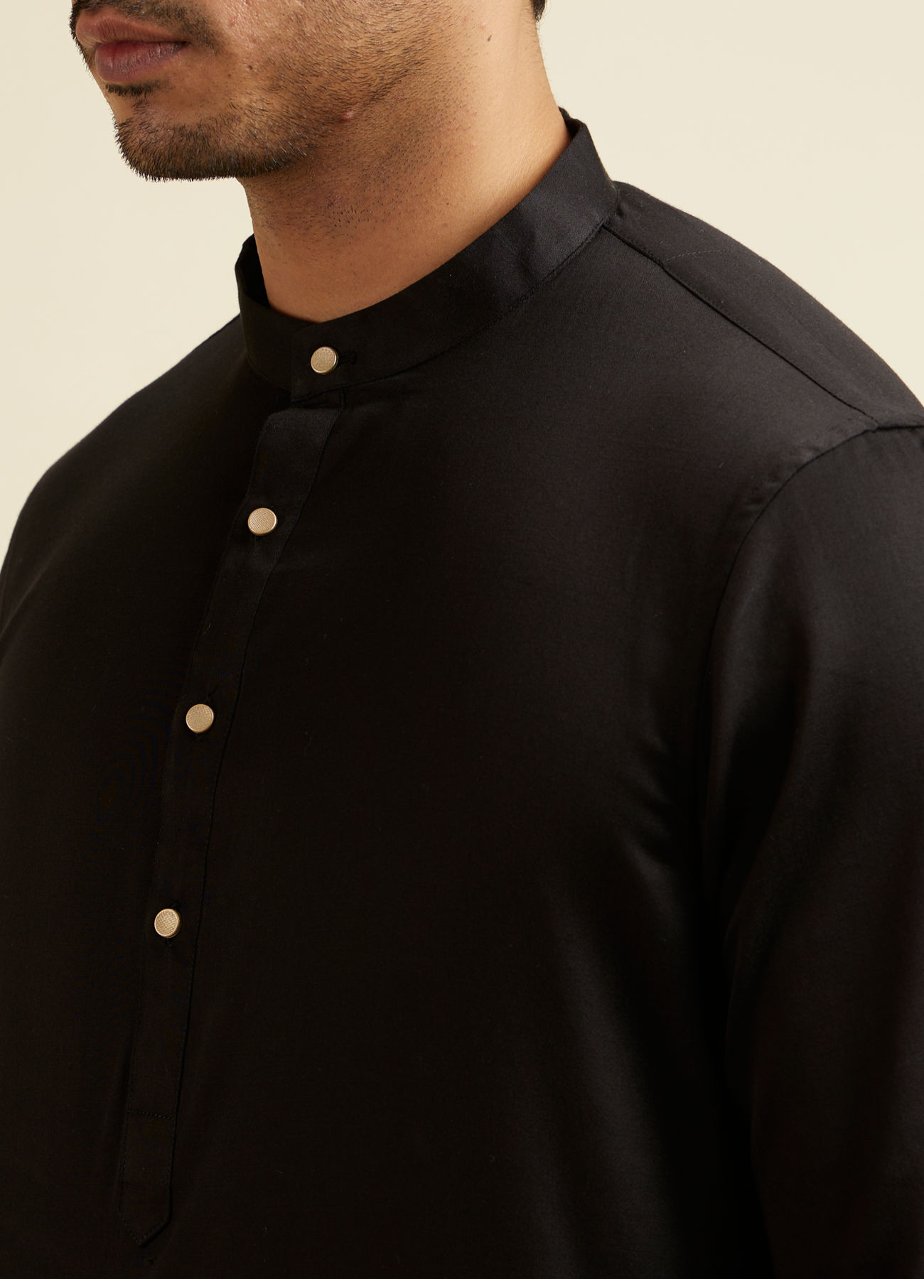 Manyavar Men Black Mirror Embellished Jacket Set