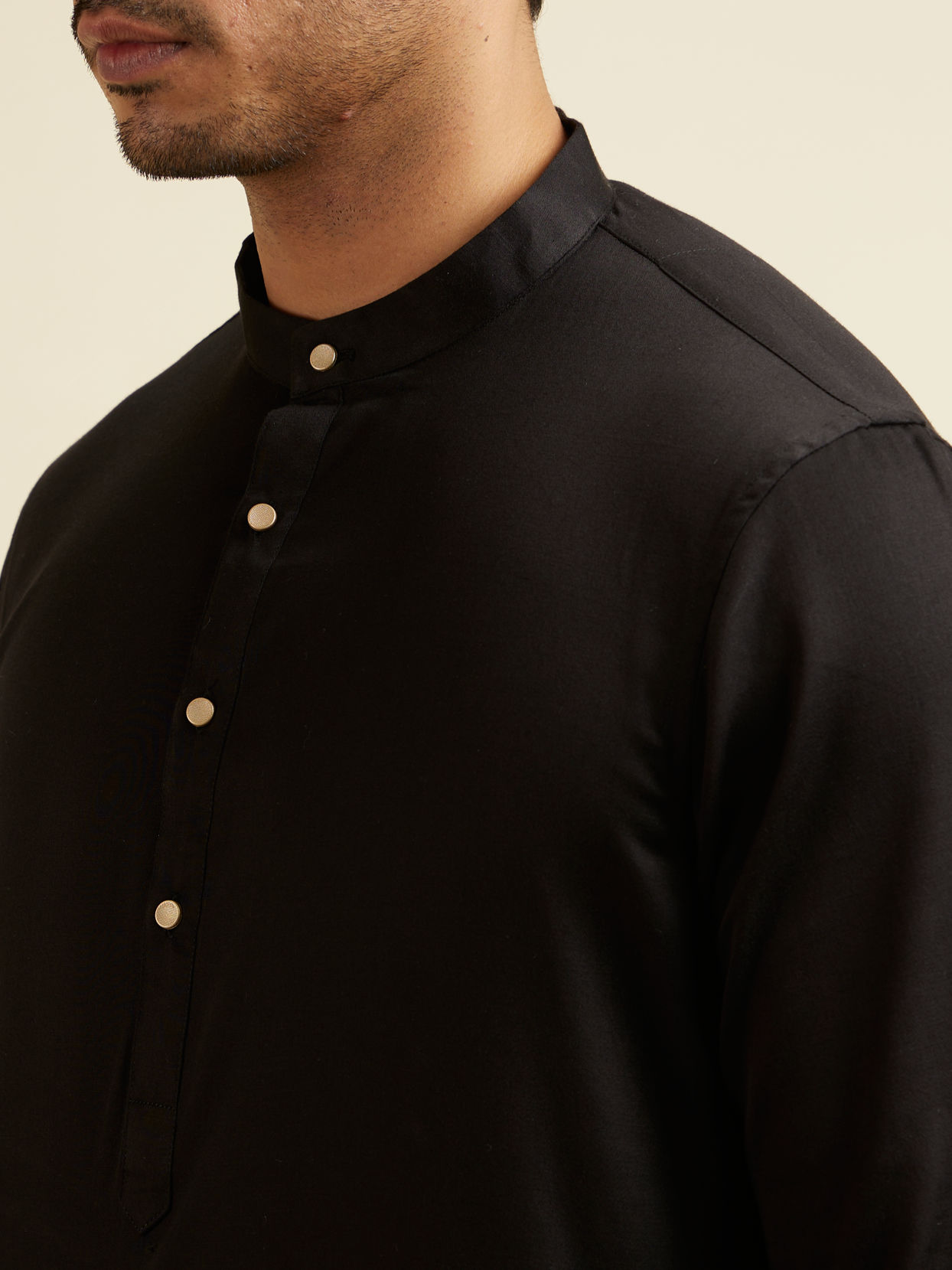 Manyavar Men Black Mirror Embellished Jacket Set