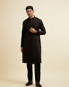 Manyavar Men Black Mirror Embellished Jacket Set
