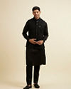 Manyavar Men Black Mirror Embellished Jacket Set