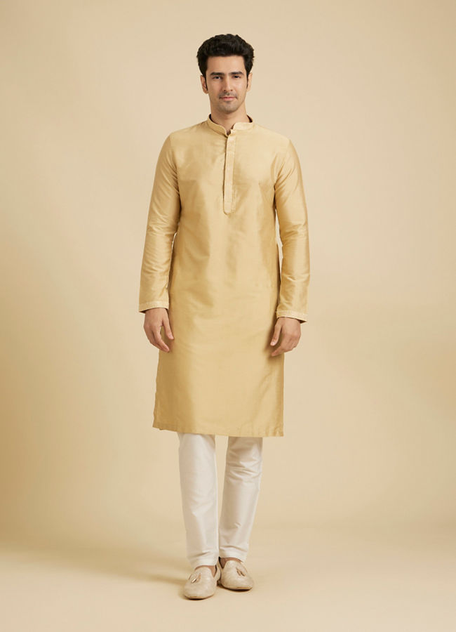 Manyavar Men Canary Yellow Jaal Patterned Jacket Set